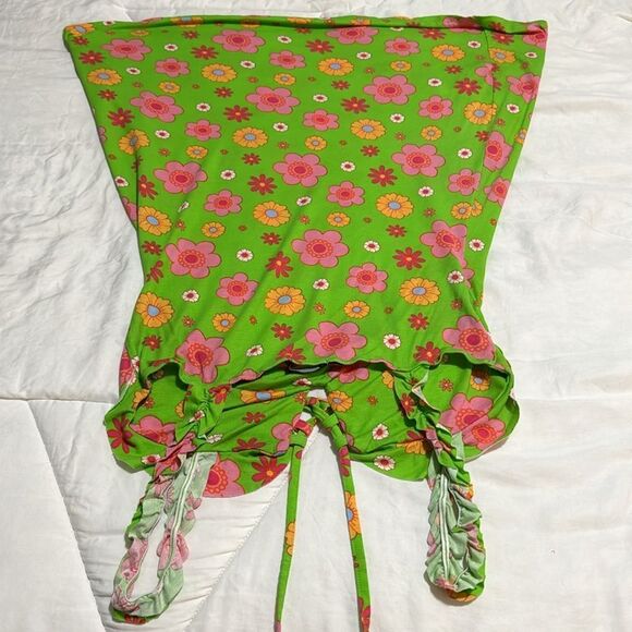 NWOT PrettyLittleThing Lime Green & Pink Flowers Dress 12 - Picture 5 of 9